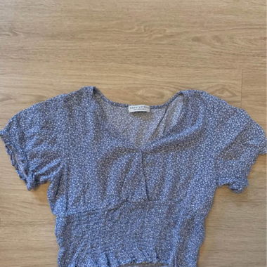 Crop Top Bleu Et Petite Fleurs Bleues M