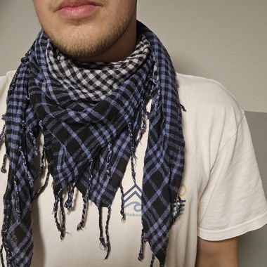 Sciarpa blu/bianco a quadri
