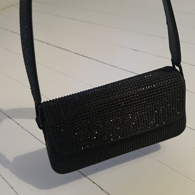 Schwarze Glitzer-Abendtasche
