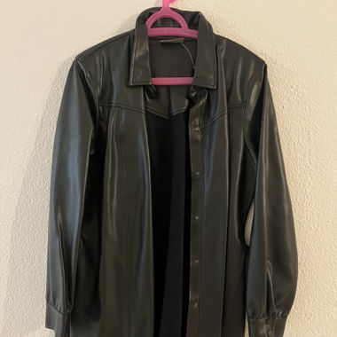 Elegantes Lederimitat Kleid Schwarz