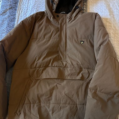 Brown hooded puffer jacket