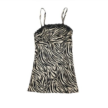 Babydoll zebra print dress with lace trim