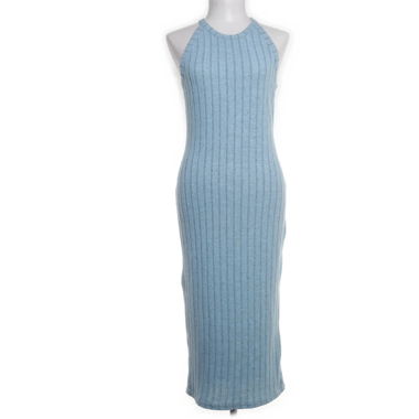  tolles Strickkleid taubenblau bodycon wadenlang
