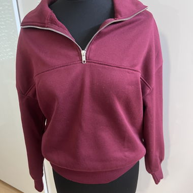 Sweat-shirt bordeaux demi-zip
