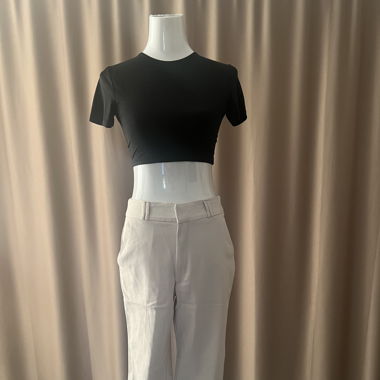 Elegant Light Beige Fabric Trousers