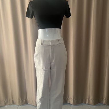 Elegant Light Beige Fabric Trousers
