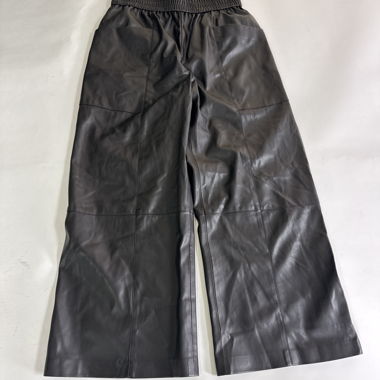 Black Faux Leather Wide-Leg Pants