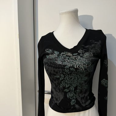 Black long-sleeve top 