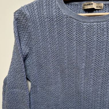 Pull&Bear - Pull bleu, maille texturée 