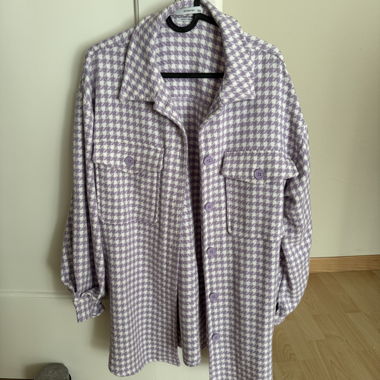 Lilac checked shirt-jacket from Reserved