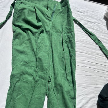 Mango Green Linen Trousers