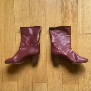 Stivaletti Vintage in Vera Pelle Bordeaux