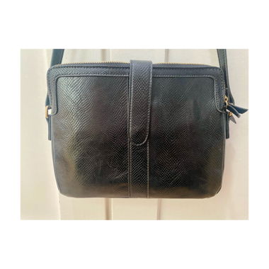 Vintage Umhängetasche Leder-Look Schwarz