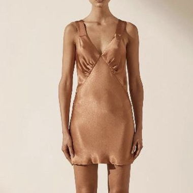 SHONA JOY Copper Satin-Slipkleid