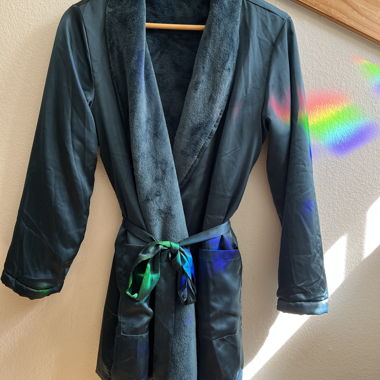 Bademantel / Kimono mit Fleece-Innenfutter