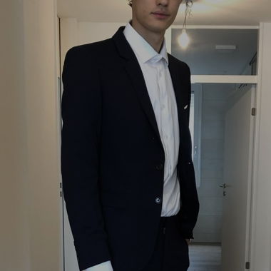 The Kooples navy blue stretch wool suit jacket