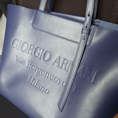 Shopper in pelle Giorgio Armani blu