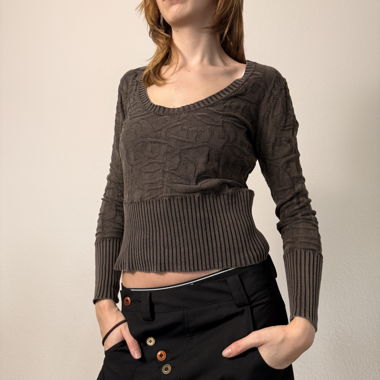 Brown textured knit sweater