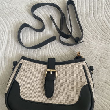 Borsa a tracolla nera/crema