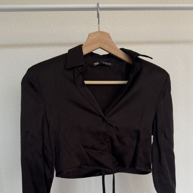 Schwarze Cropped Bluse von ZARA Gr. XS