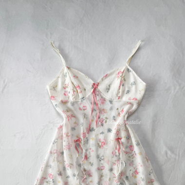 Floral Slit Chiffon Slip Dress (M/L)