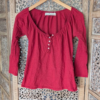 Maglietta rossa Zara a maniche lunghe S