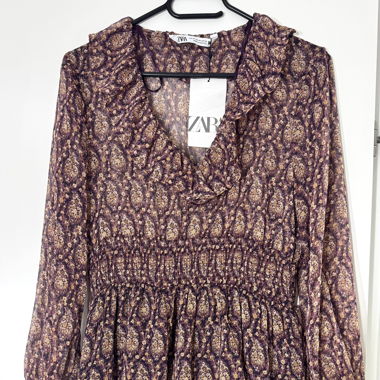 boho mini dress burgundy zara xs 34 size