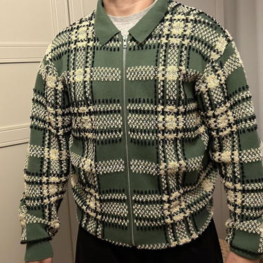 Giacca in maglia con zip a quadri