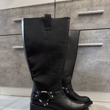 Black Knee High Biker Boots - Asos