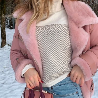Blouson cuir retourné 