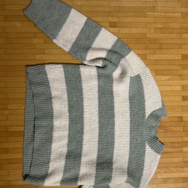 H&M Strickpullover gestreift in Grün & Weiß, Gr. S