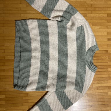 H&M Strickpullover gestreift in Grün & Weiß, Gr. S