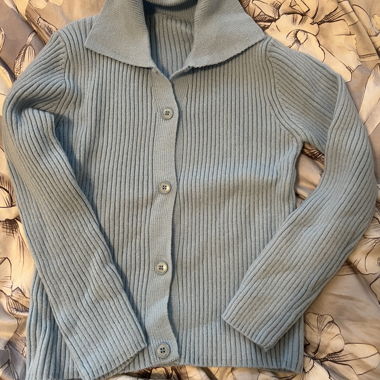 Cardigan in maglia a costine con colletto taglia S