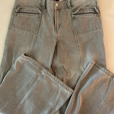 Pantalon cargo gris taille basse