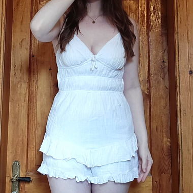 White Ruffle Overall