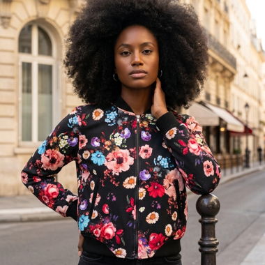 Blouson Bomber mit Blumenmuster