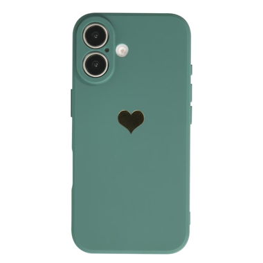 Étui pour iPhone 16 PLUS Vert avec coeur doré