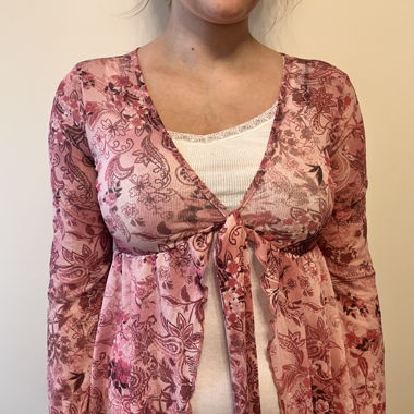 Pink Floral Cardigan Top