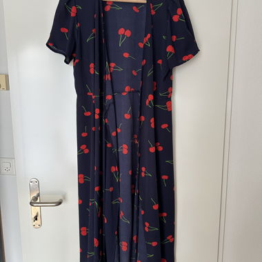 Abito Wickelkleid kimono con stampa di ciliegie XL