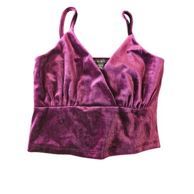 Crop top in velluto viola con spalline