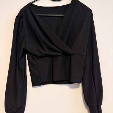 Black long-sleeve wrap top