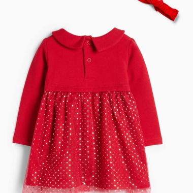 Vestitino rosso neonata C&A 62 cm con fascia