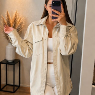 Beige Leather Jacket