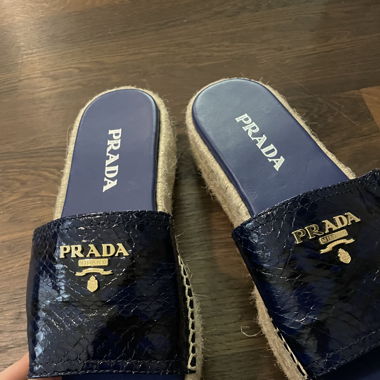 Prada Platform Slides Espadrilles Blue Summer Shoe