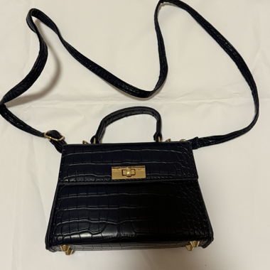 Borsa a mano effetto coccodrillo blu navy