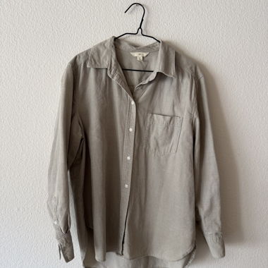 Chemise en velours côtelé beige/vert