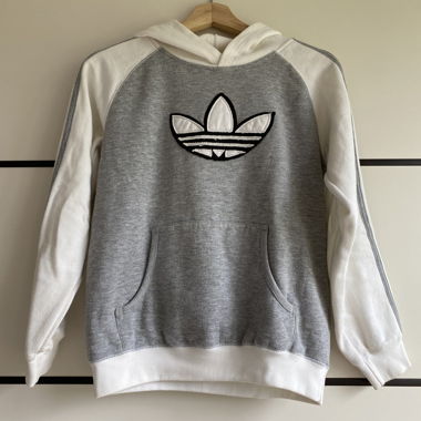 Sweat à capuche Adidas gris/blanc