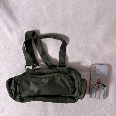 Small khaki shoulder bag