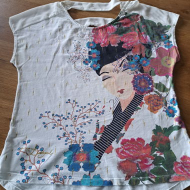 Top da donna Desigual bianco multicolore