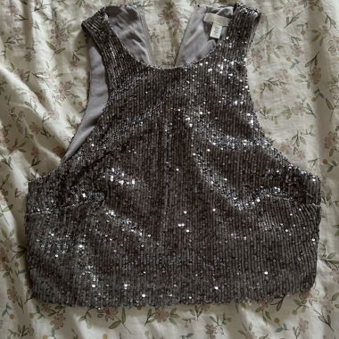 Top con paillettes grigio
